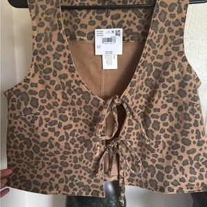 American Eagle Outfitters Leopard Print Tie-Front Top